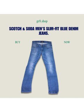 Scotch & Soda Mens Slim-Fit Blue Denim Jeans W30/L32 Cotton Blend Stylish & Comf